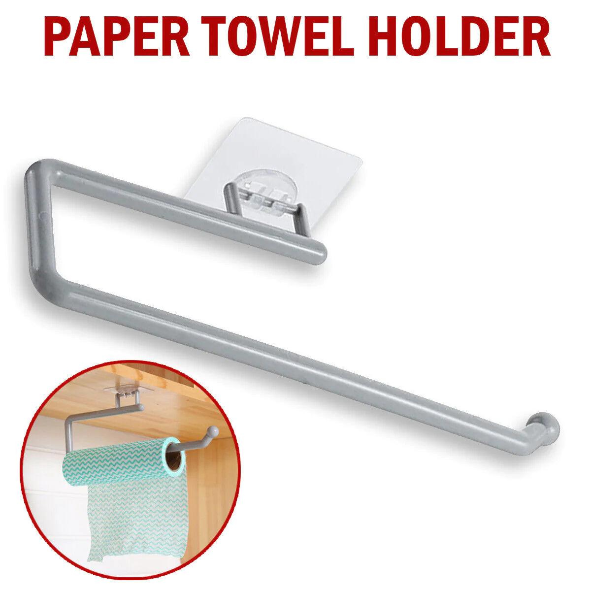 Wall Mount Paper Towel Holder Self Adhesive Stick under Cabinet Kitchen Bathroom