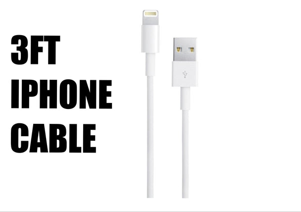 White 3 Ft Iphone Lightning Cable Charger - PremiumBrandGoods