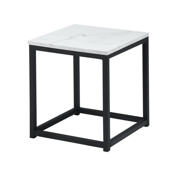 White Marble Print End Table/Side Table/Night Stand, Upgrade Version with Metal Frame Box - PremiumBrandGoods