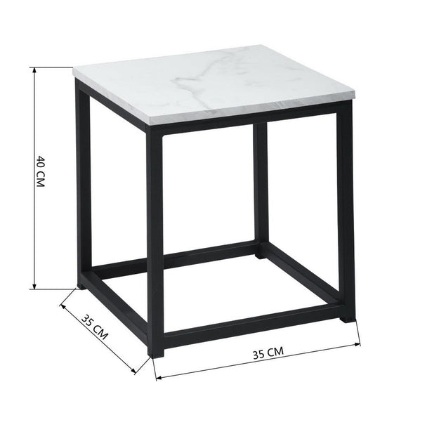 White Marble Print End Table/Side Table/Night Stand, Upgrade Version with Metal Frame Box - PremiumBrandGoods