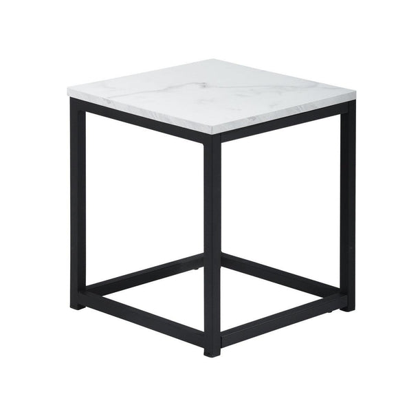 White Marble Print End Table/Side Table/Night Stand, Upgrade Version with Metal Frame Box - PremiumBrandGoods