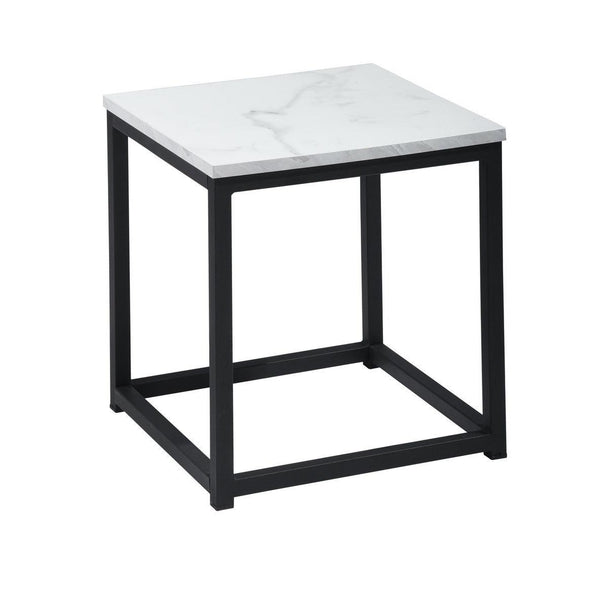 White Marble Print End Table/Side Table/Night Stand, Upgrade Version with Metal Frame Box - PremiumBrandGoods