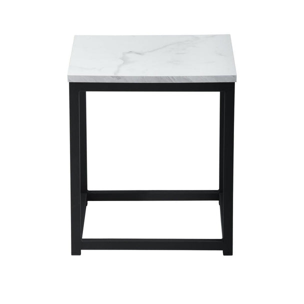 White Marble Print End Table/Side Table/Night Stand, Upgrade Version with Metal Frame Box - PremiumBrandGoods