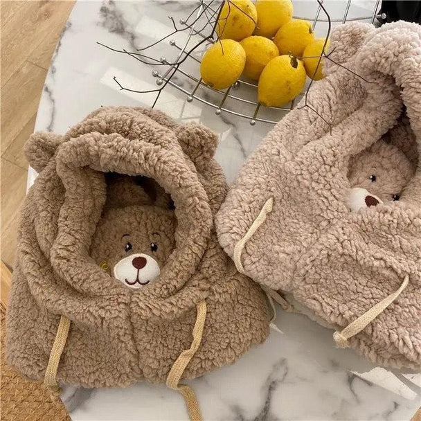 Winter Cute Bear Ears Warm Hat Women Beanies Windproof Cap Student Velvet Warm Neck Scarf Hat - PremiumBrandGoods