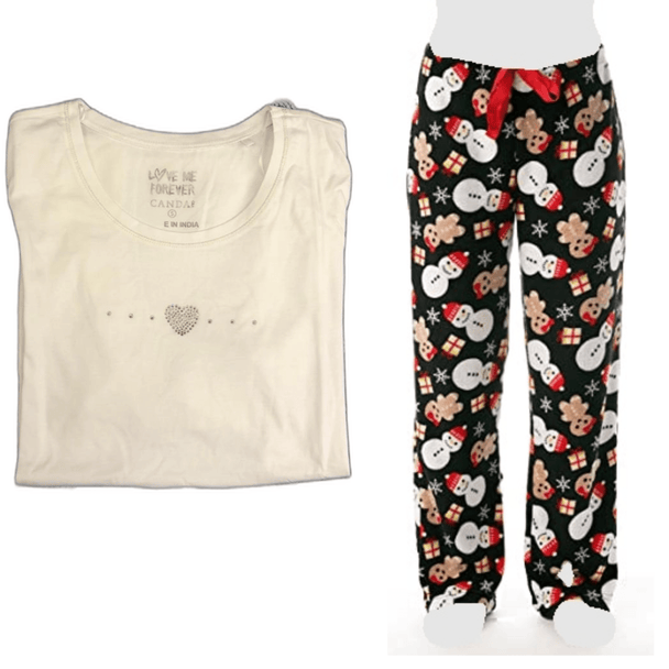 Women's Cozy Leggings Set GingerBread Pants and Cotton Soft Heart T shirt by Just Love - PremiumBrandGoods