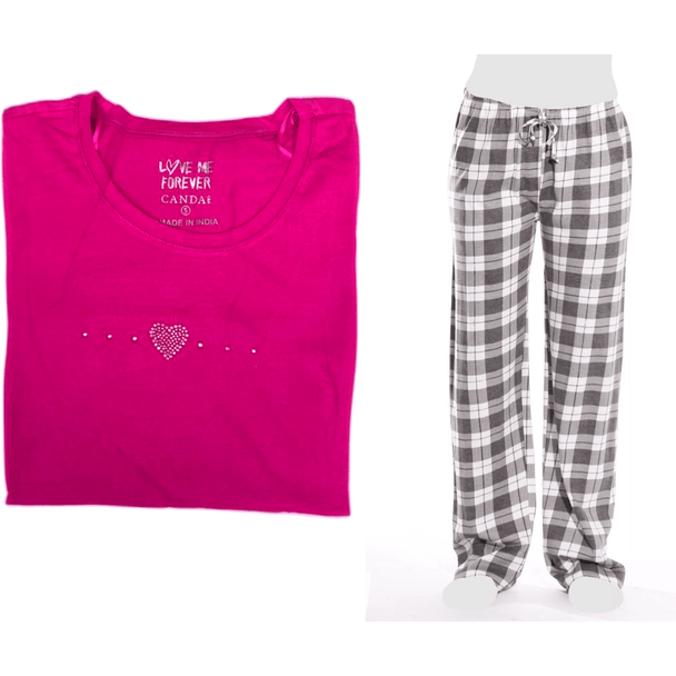 Women's Cozy Pajama Set Pants and Cotton Soft Heart T shirt by Just Love - PremiumBrandGoods