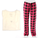 Women's Cozy Pajama Set Pink/Black Plaid Pants and Cotton Soft Heart T shirt by Just Love - PremiumBrandGoods