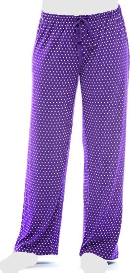 Women's Cozy Pajama Set Purple Polka Dot Pants and Cotton Soft Heart T shirt by Just Love - PremiumBrandGoods