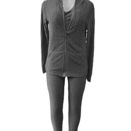 Women's Fitness Suit 3 piece Set Sweater Sweatpants Tank Top Stretchy Soft (6 Colors , 4 Sizes)