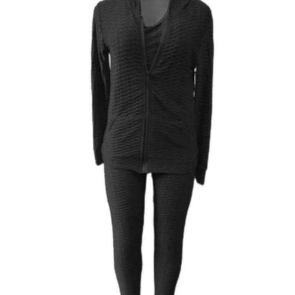 Women's Fitness Suit 3 piece Set Sweater Sweatpants Tank Top Stretchy Soft (6 Colors , 4 Sizes)