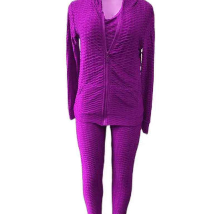Women's Fitness Suit 3 piece Set Sweater Sweatpants Tank Top Stretchy Soft (6 Colors , 4 Sizes)