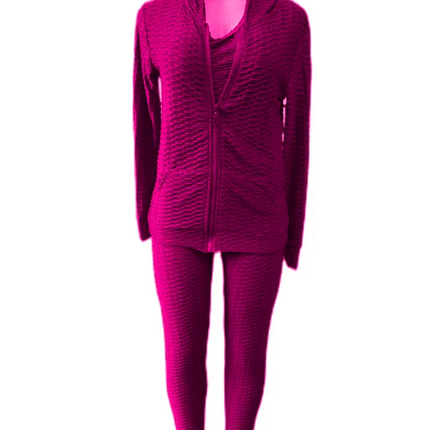 Women's Fitness Suit 3 piece Set Sweater Sweatpants Tank Top Stretchy Soft (6 Colors , 4 Sizes)