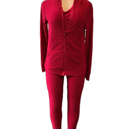 Women's Fitness Suit 3 piece Set Sweater Sweatpants Tank Top Stretchy Soft (6 Colors , 4 Sizes)