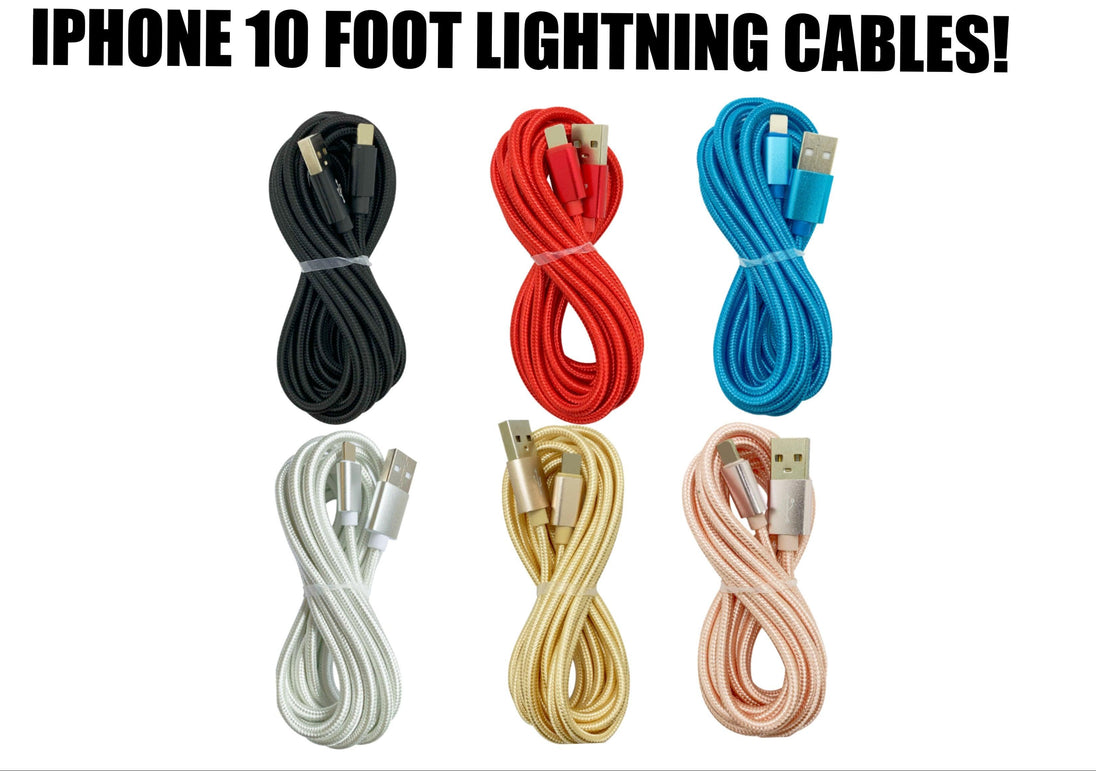 XL Lightning Cables Multiple Colors 10FT - PremiumBrandGoods